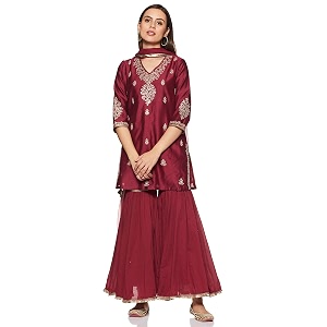 BIBA Womens Cotton Straight Salwar Suit Set
