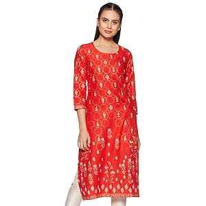 BIBA Womens Cotton Straight Kurta