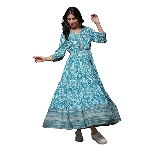 BIBA Womens Fit and Flare Maxi Dress