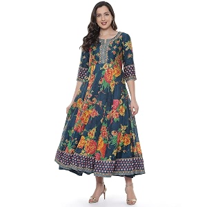 BIBA Womens Fit and Flare Cotton Flared