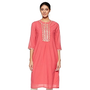 BIBA Womens Rayon Straight Kurta
