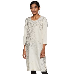 BIBA Womens Rayon Straight Kurta