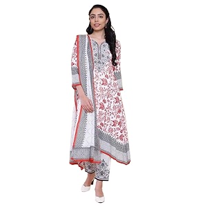 BIBA Women Viscose Straight Printed Suit Set