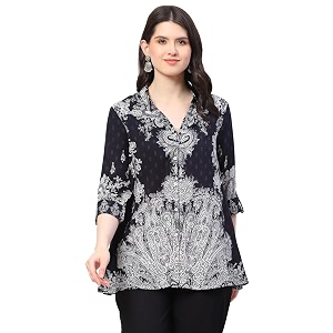BIBA Women Rayon Straight Printed Shirt
