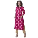 BIBA Women Viscose Straight Fit Straight Printed