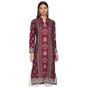 BIBA Womens Synthetic Kurta