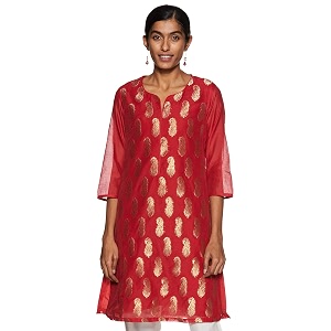 BIBA Womens Synthetic Straight Kurta