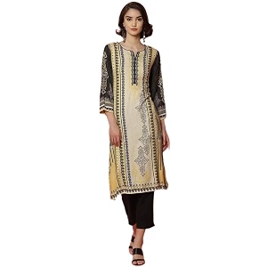 BIBA Women White Viscose Printed Kurta