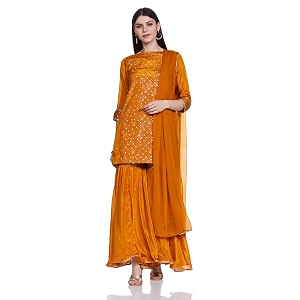 BIBA Women Art Silk Kurta Garara Suit