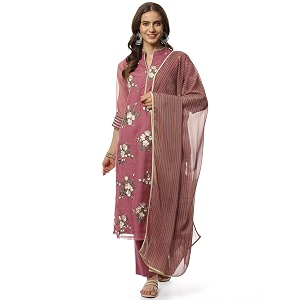 BIBA Women Art Silk Straight Solid Suit