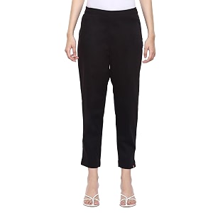 BIBA Women Cotton Slim Solid Pants