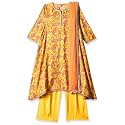 BIBA Girl Viscose Straight Embroidered Suit Set