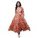 BIBA Women Casual Dress Maxi Cotton Tiered