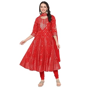 BIBA Women Cotton Anarkali Kurta Churidar Suit