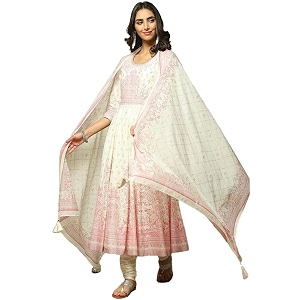 BIBA Women Cotton Anarkali Kurta Churidar Suit