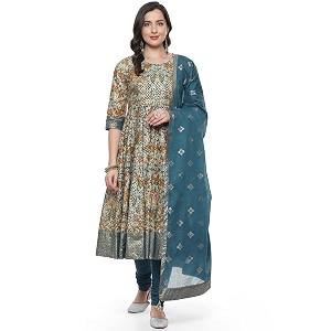 BIBA Women Cotton Anarkali Printed Suit Set
