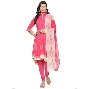 BIBA Women Cotton Asymmetric Solid Kurta Churidar