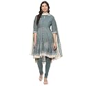BIBA Women Cotton Asymmetric Solid Kurta Churidar