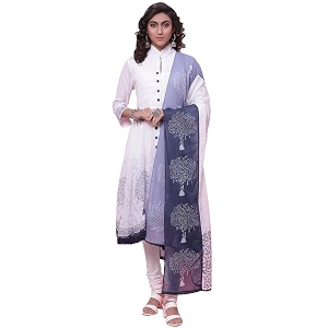 BIBA Women Cotton Asymmetric Solid Suit Set