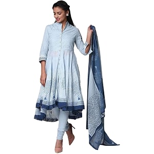 BIBA Women Cotton Asymmetric Solid Suit Set