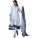 BIBA Women Cotton Asymmetric Solid Suit Set