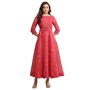 BIBA Women Cotton Blend Maxi Flared Classic