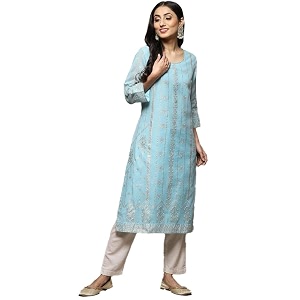 BIBA Women Cotton Blend Regular Fit Straight