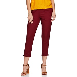 BIBA Cotton Blend Solid Regular Casual Pants