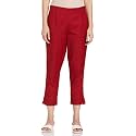 BIBA Women Cotton Blend Regular Solid Pants