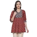 BIBA Women Cotton Flared Regular Fit Printed