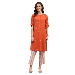BIBA Women Cotton Kurta SetPantStole