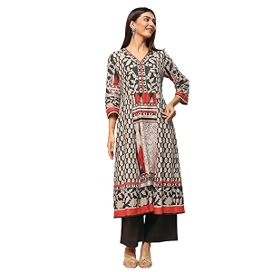 BIBA Women Cotton A Line Printed Suit