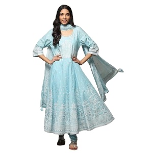 BIBA Women Cotton Anarkali Kurta Churidar Suit