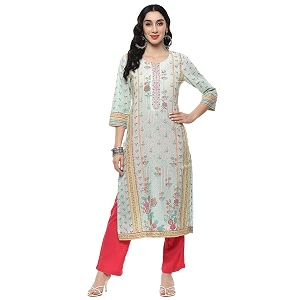 BIBA Women Cotton Straight Fit Kurta