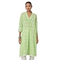 BIBA Women Cotton Regular Fit Straight Embroidered
