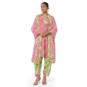 BIBA Women Cotton Straight Kurta Palazzo Suit