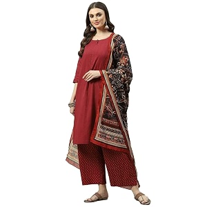 BIBA Women Cotton Straight Kurta Palazzo Suit
