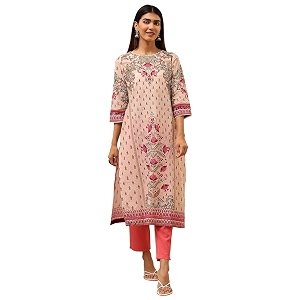 BIBA Women Cotton Straight Fit Straight Printed