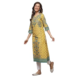 BIBA Women Cotton Straight Fit Straight Printed