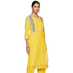 BIBA Women Cotton Straight Fit Straight Kurta