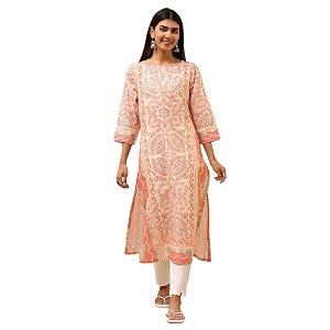 BIBA Women Cotton Straight Fit Straight Printed