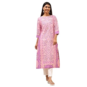 BIBA Women Cotton Straight Fit Straight Printed