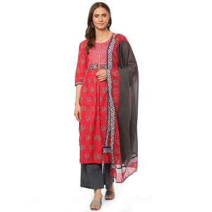 BIBA Women Cotton Straight Kurta Palazzo Suit