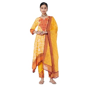BIBA Women Cotton Straight Printed Kurta Ankle