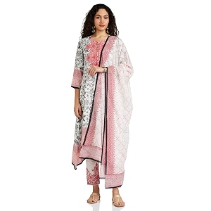 BIBA Women Cotton Straight Printed Kurta Ankle