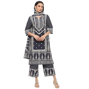 BIBA Women Cotton Straight Printed Suit Set