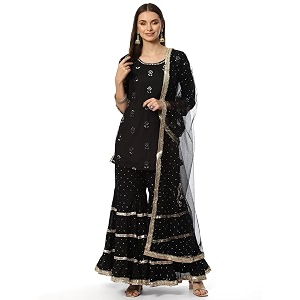 BIBA Women Cotton Straight Embroidered Suit Set