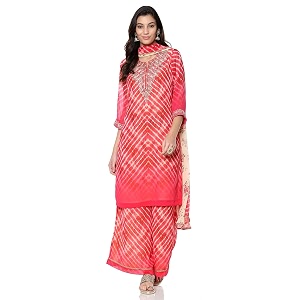 BIBA Women Georgette Straight Embroidered Suit Set