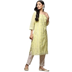 BIBA Women Cotton Blend Regular Fit Straight
