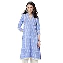 BIBA Women Cotton Regular Fit Straight Embroidered